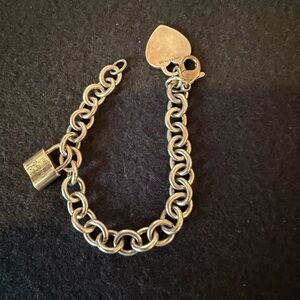 Authentic Tiffany & Co. Silver Heart Charm Bracelet 925